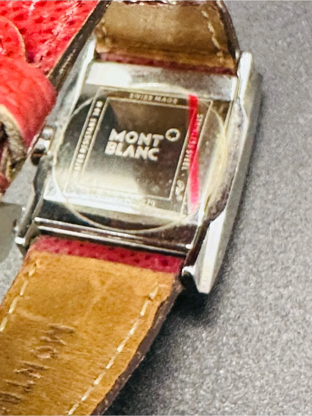 Montblanc Ivory Dial Watch with Red Strap. No Box or battery